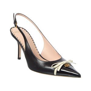 Valentino Bow 90 Leather Slingback Pump, Black